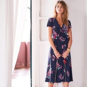 Sezane Floral Wrap Amber Silk Dress sz36